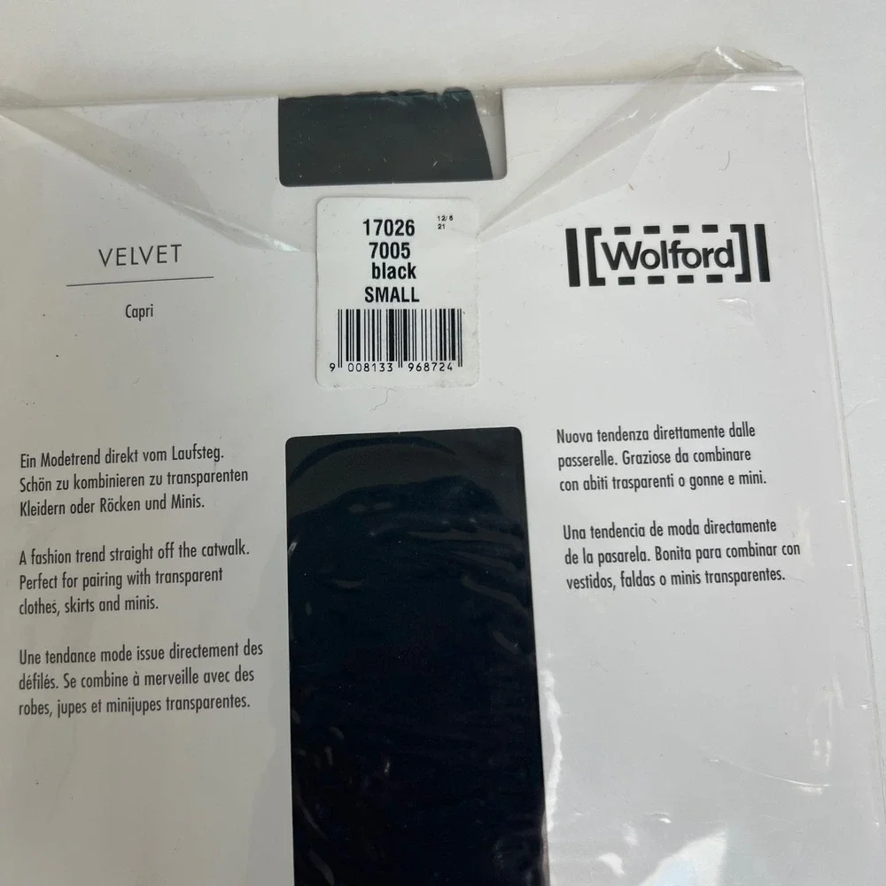 Wolford Velvet Capri Tights Black 50 Denier Footless Leggings Small NIB 17026